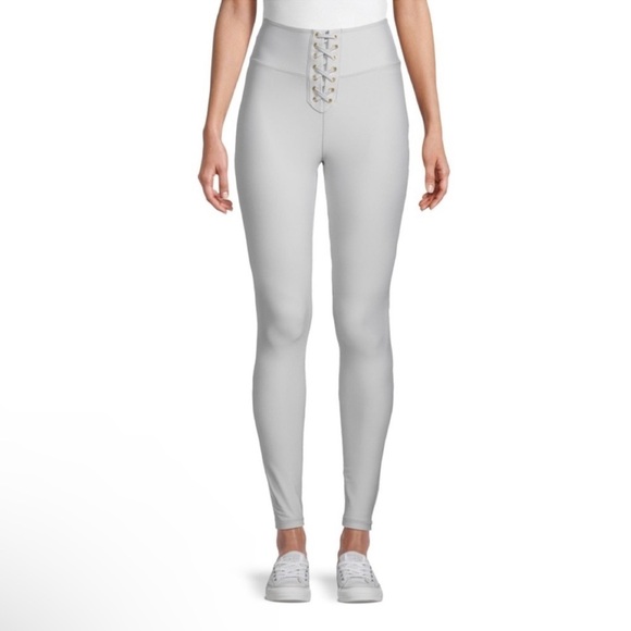 WeWoreWhat Corset Lace Up Light Grey Ankle Length 7/8 Leggings Sz XS - Picture 1 of 3